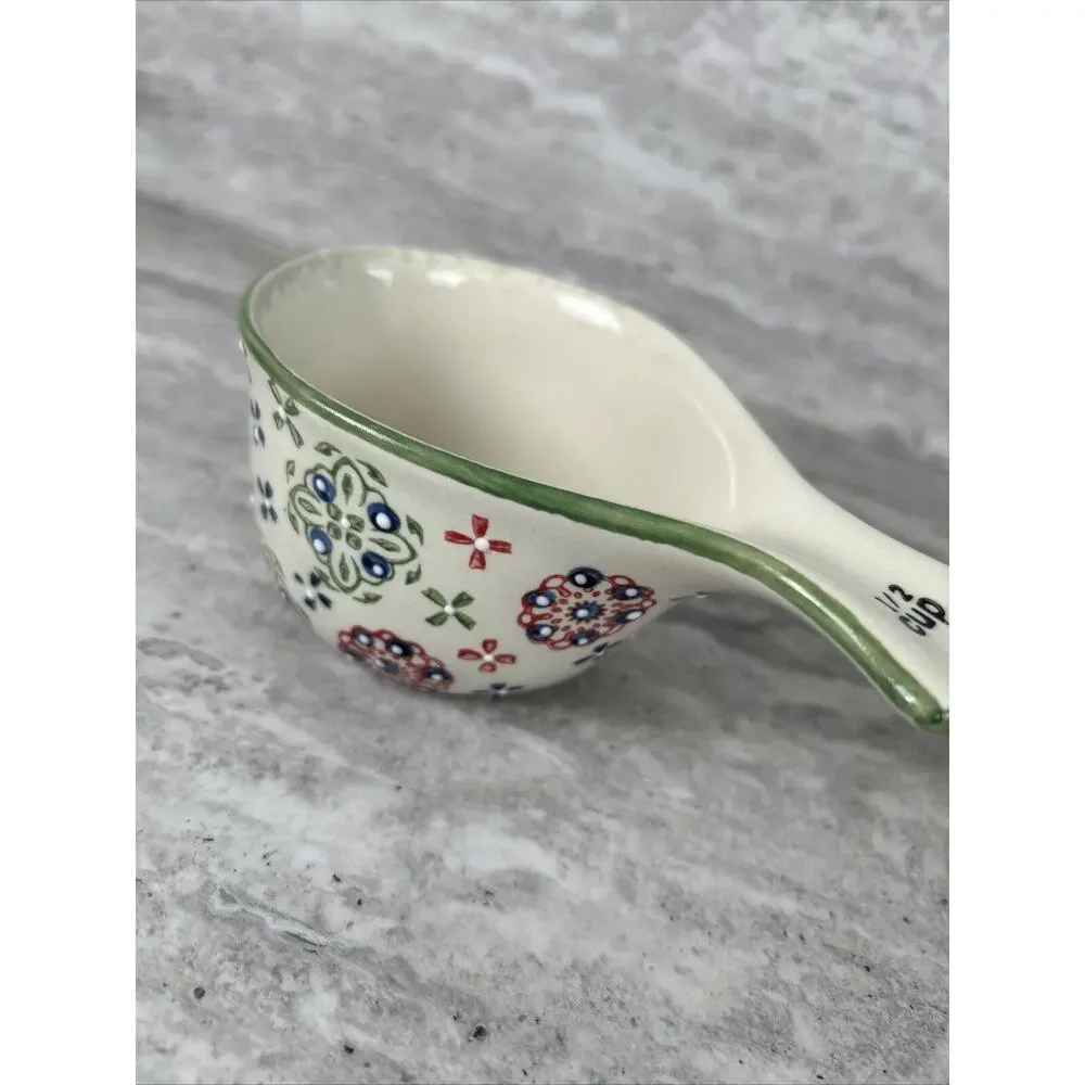 TWO Stoneware Measuring cups (1/2 cup, 1 cup) Pfaltzgraff Stoneware Floral‎